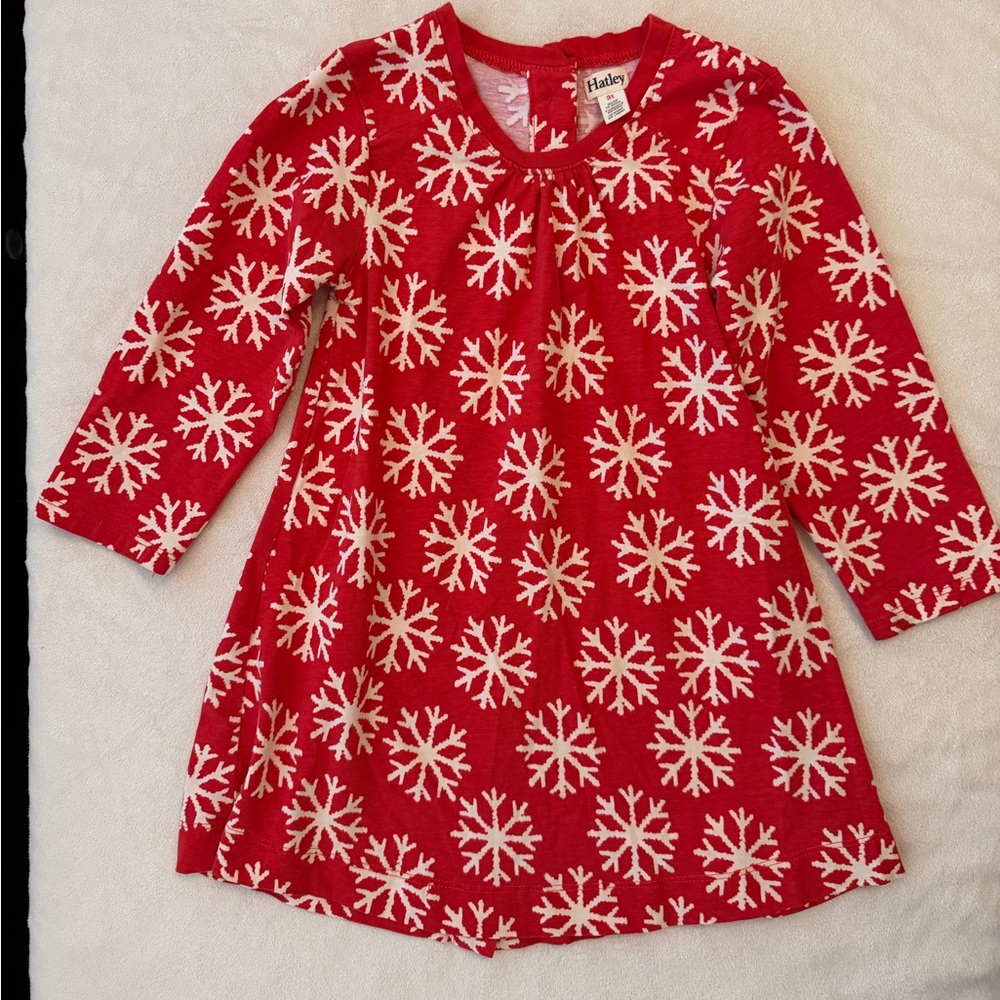 Hatley Red and White Snowflake Long Sleeve Dress